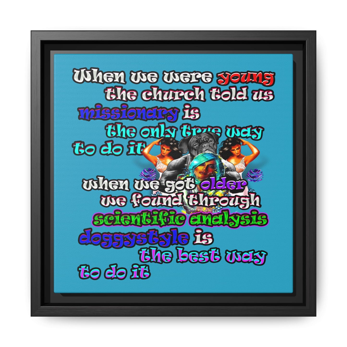 doggystyle - framed canvas art (turquoise)