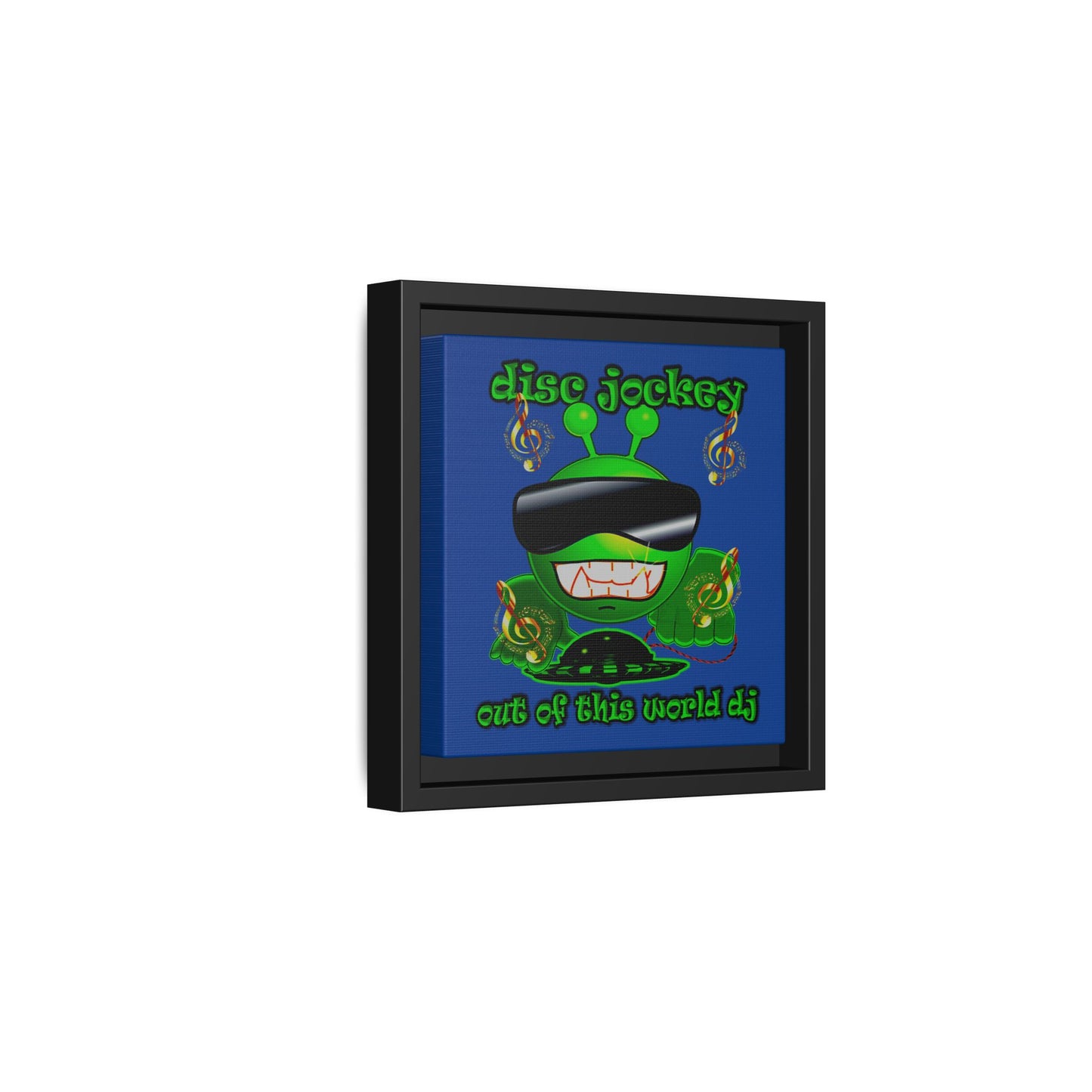 disc jockey - framed canvas art (dark blue)