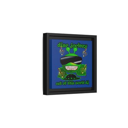 disc jockey - framed canvas art (dark blue)