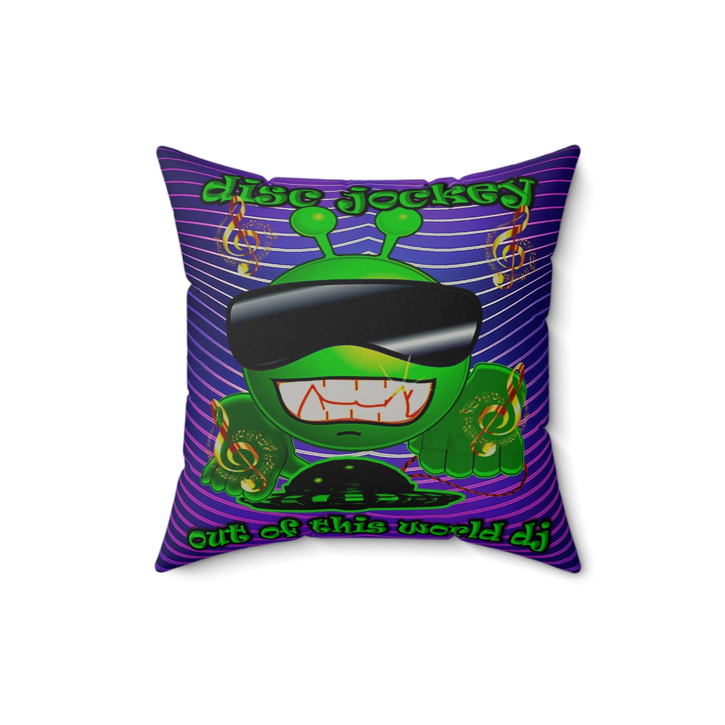disc jockey - Faux Suede Square Pillow - (purple wave)