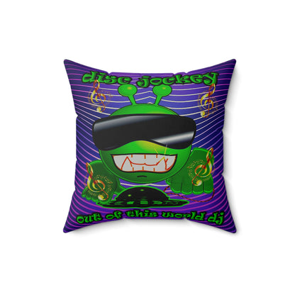 disc jockey - Faux Suede Square Pillow - (purple wave)