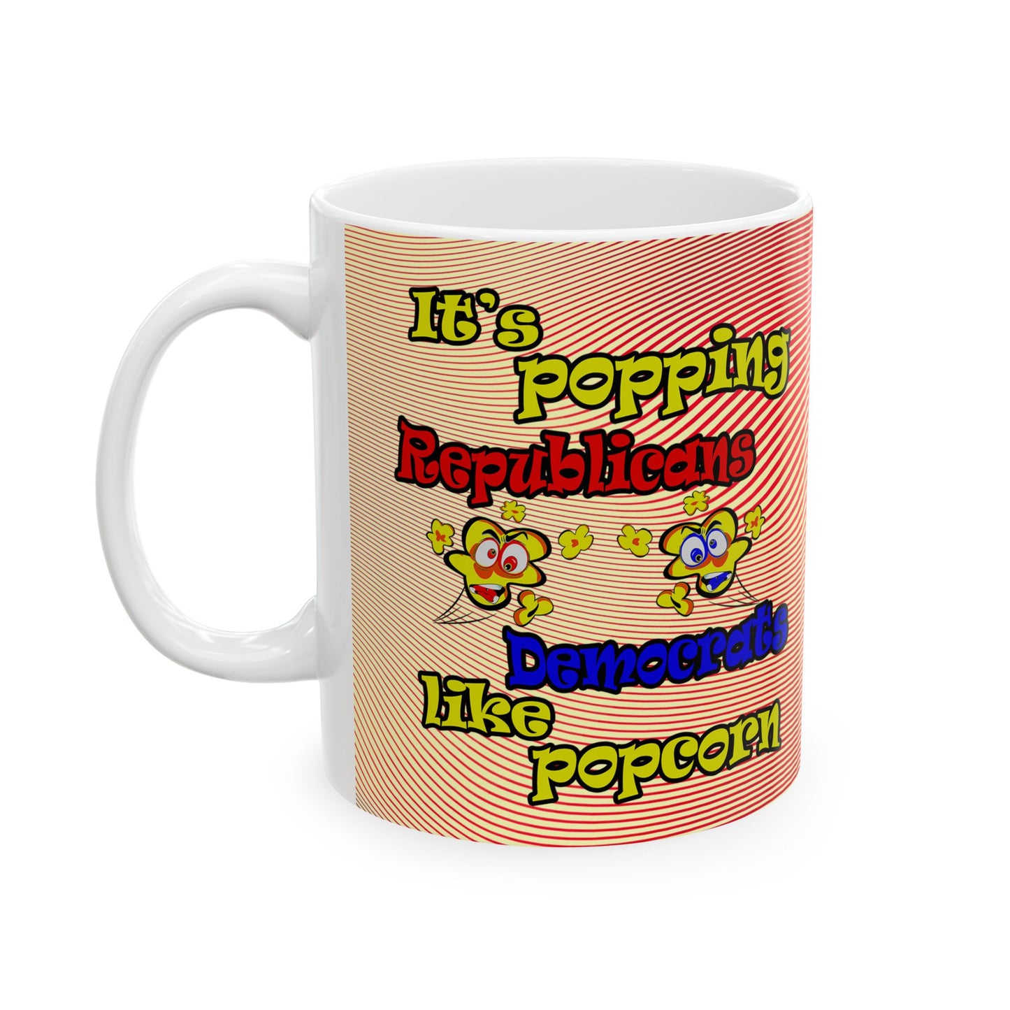 popping like popcorn - White Mug (yellow-orange wave)