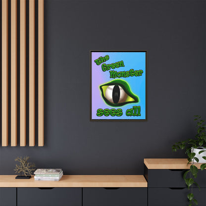green monster - framed canvas art (light blue-purple wave)