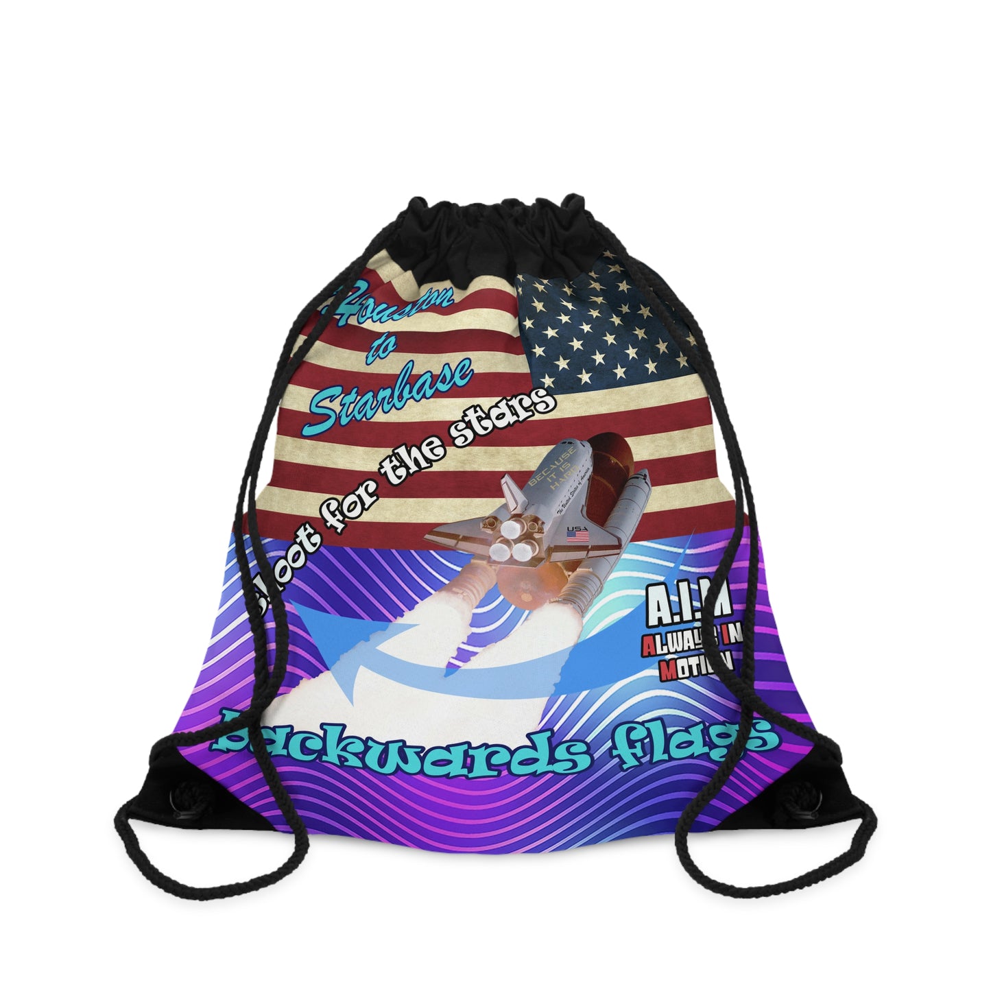 shoot for the stars - Drawstring Bag (purple wave)