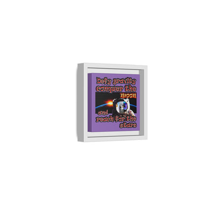 defy conquer reach - framed canvas art (light purple)