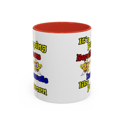 popping like popcorn - Accent Mug (white)