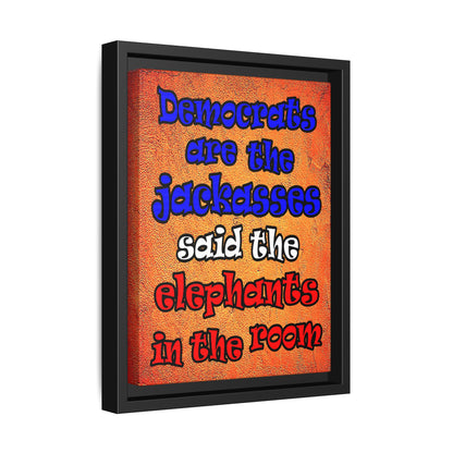 donkeys and elephants - framed canvas art (burnt orange)