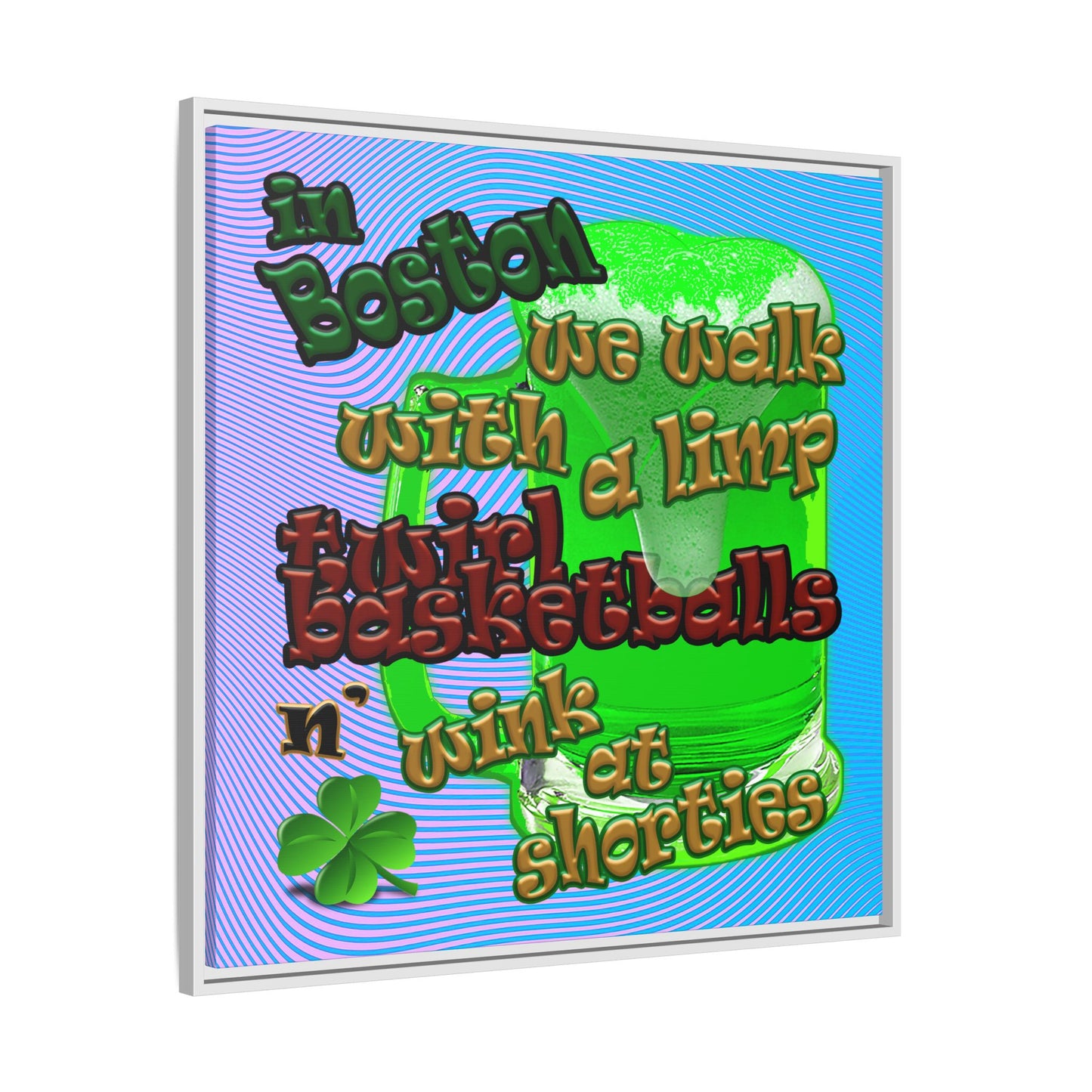celtics logo - framed canvas art (light blue-purple wave)