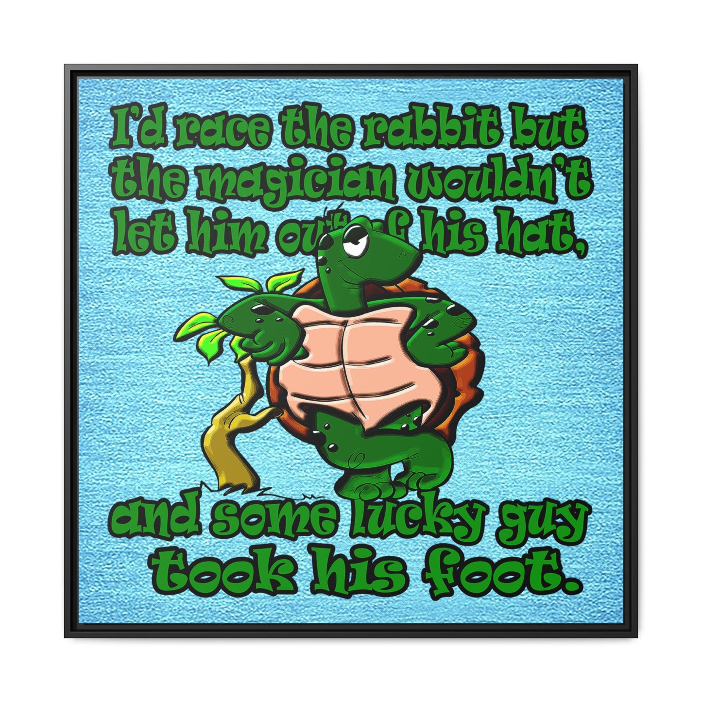 turtle race - framed canvas art (faded blue)