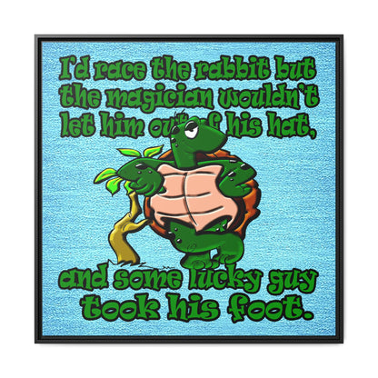 turtle race - framed canvas art (faded blue)
