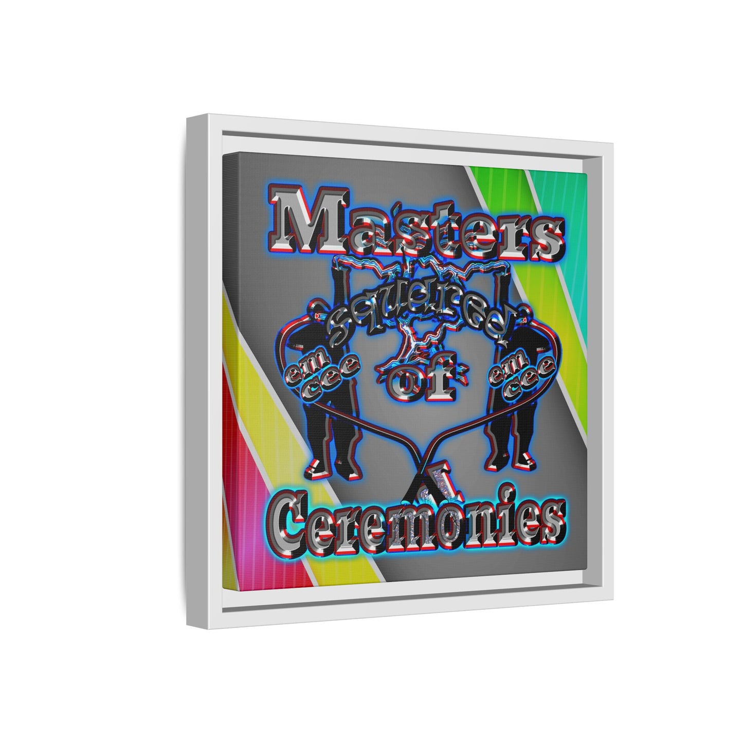 em cee squared - framed canvas art (rainbow split)