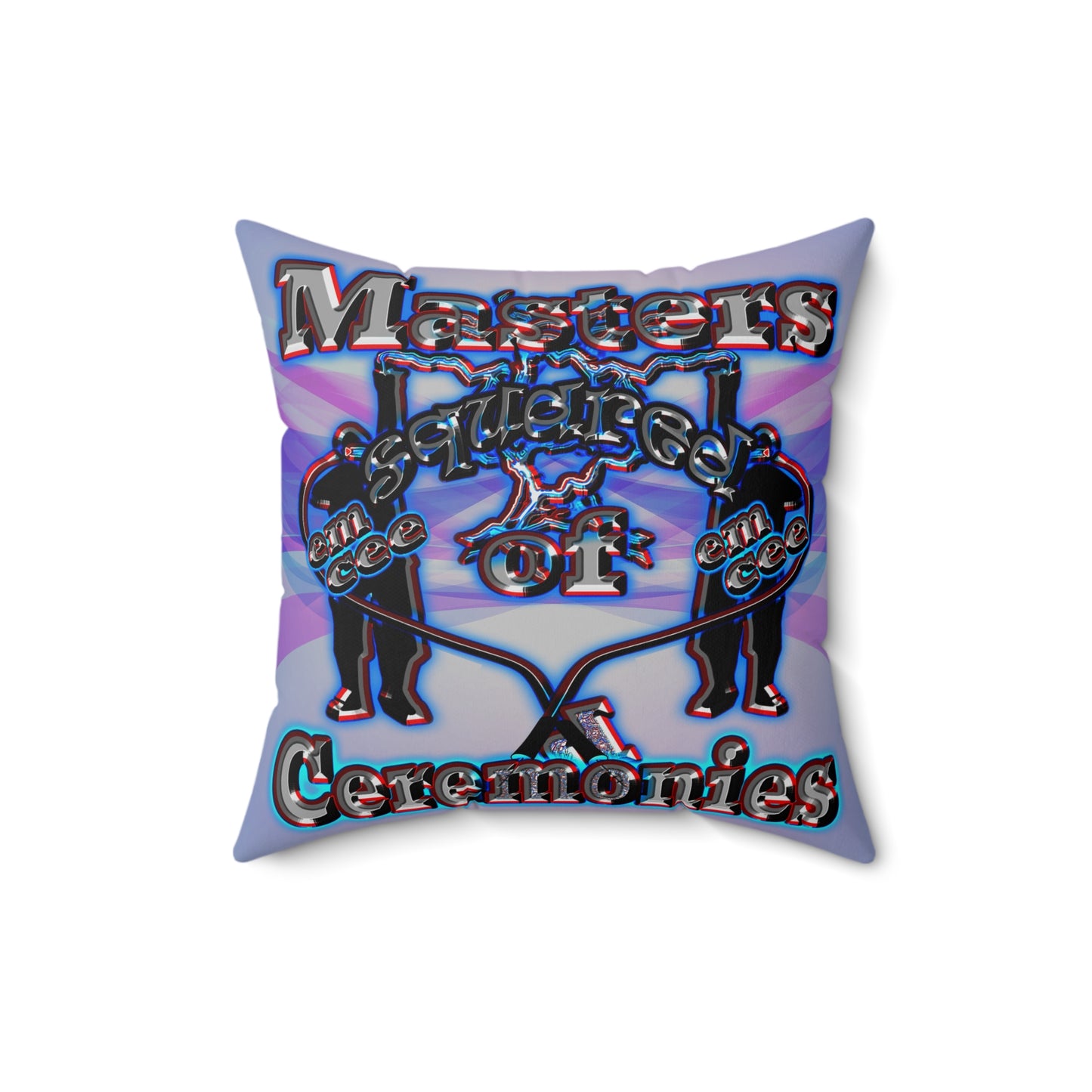 em cee squared - Spun Polyester Square Pillow - (light blue-pink wave)