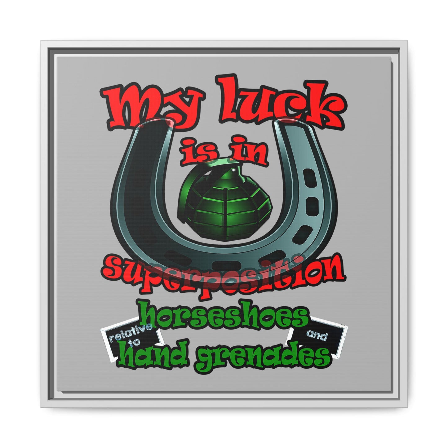 my luck - framed canvas art (light grey)