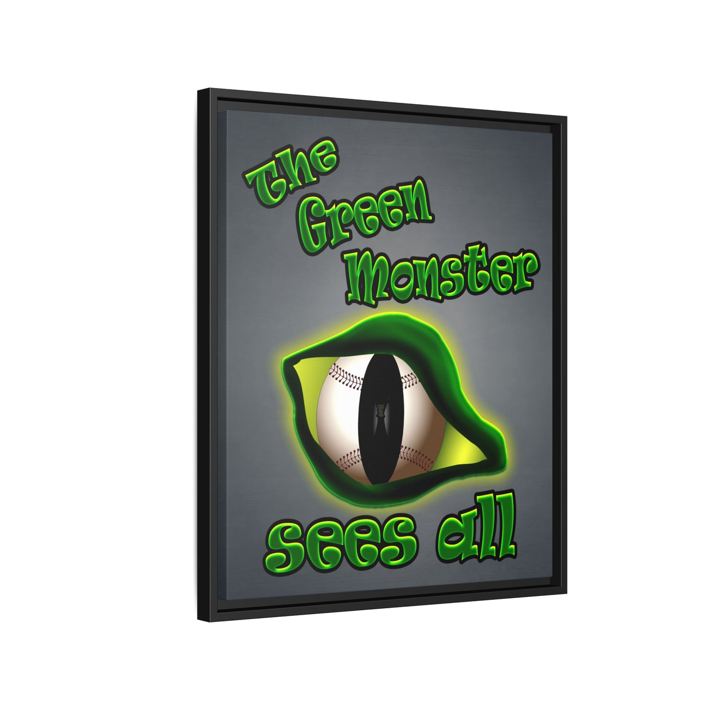 green monster - framed canvas art (grey-light grey)