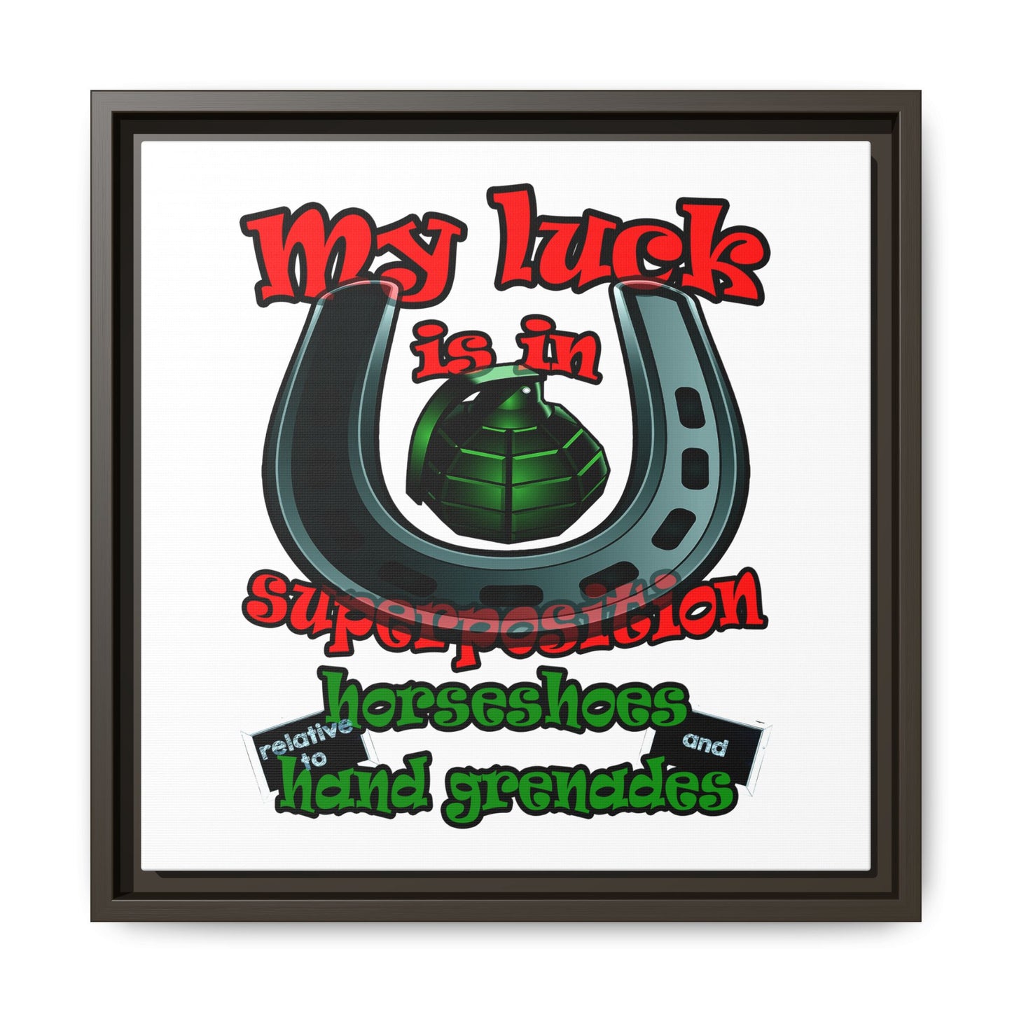 my luck - framed canvas art (white)