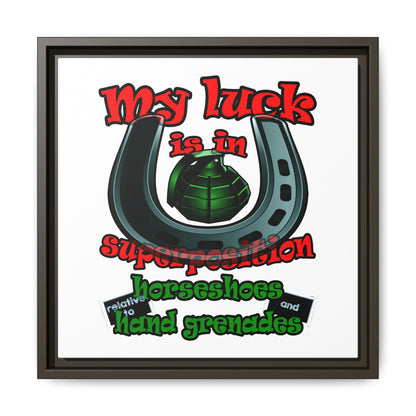 my luck - framed canvas art (white)