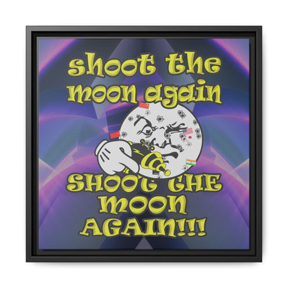 shoot the moon again - framed canvas art (grey-pink wave)