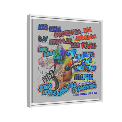 drop the beat - framed canvas art (light grey)