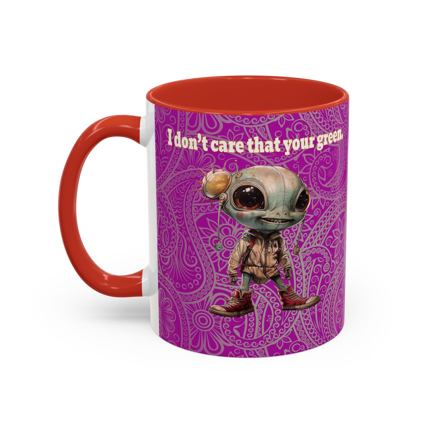 I don't care that your grey - Accent Mug (pink swirl)
