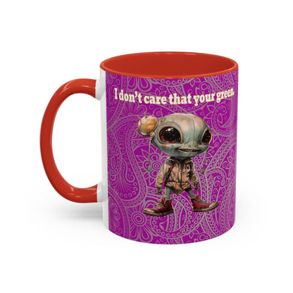 I don't care that your grey - Accent Mug (pink swirl)