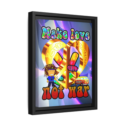 love peace - framed canvas art (grey-pink wave)