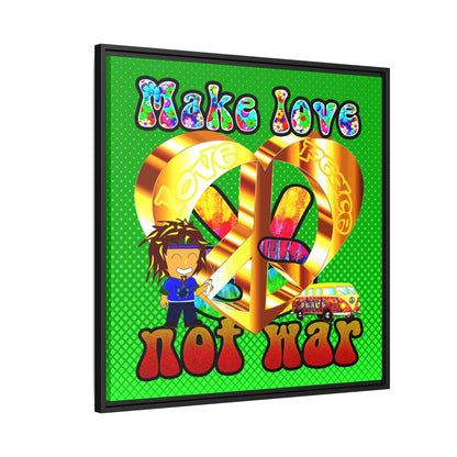 love peace - framed canvas art (logo green)