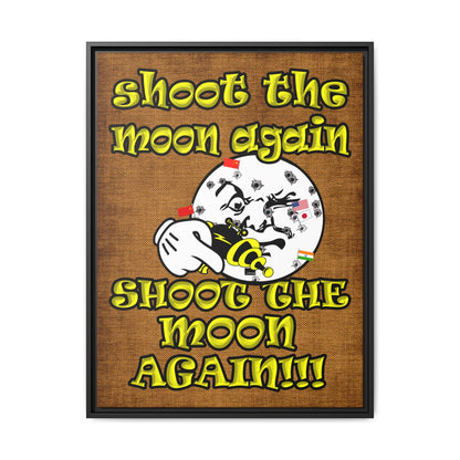 shoot the moon again - framed canvas art (brown papyrus)