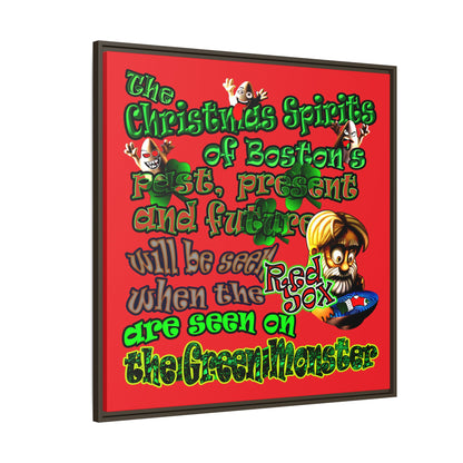 christmas spirits of boston - framed canvas art (red)