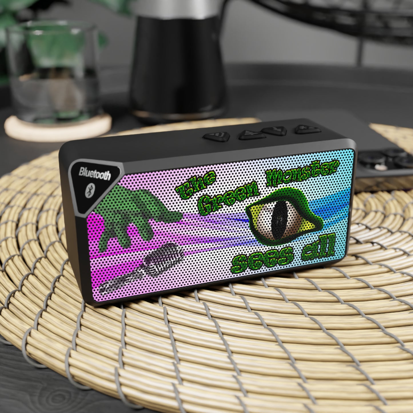 green monster - Jabba Bluetooth Speaker (light blue-pink wave)