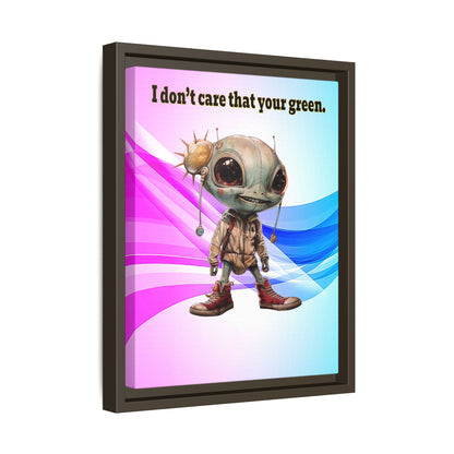 I don't care that your green - framed canvas art (light blue-pink wave)