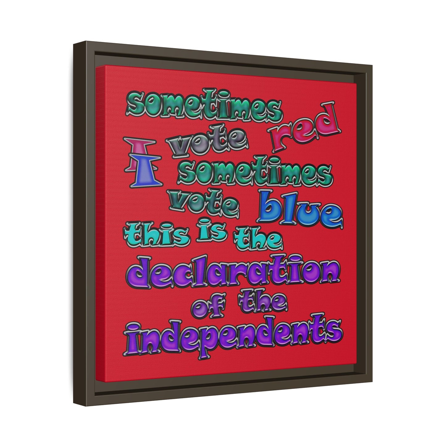declaration of the independents - framed canvas art (dark red)