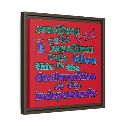 declaration of the independents - framed canvas art (dark red)
