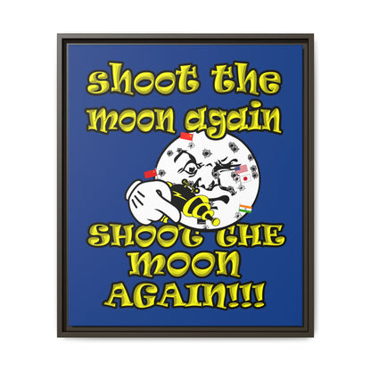 shoot the moon again - framed canvas art (dark blue)