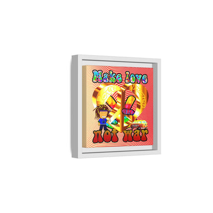 love peace - framed canvas art (yellow-orange wave)