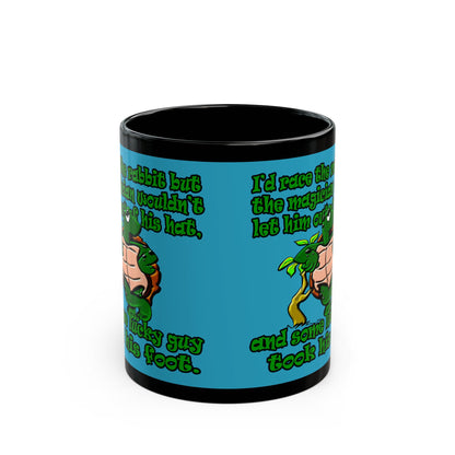 turtle race - Black Mug (turquoise)