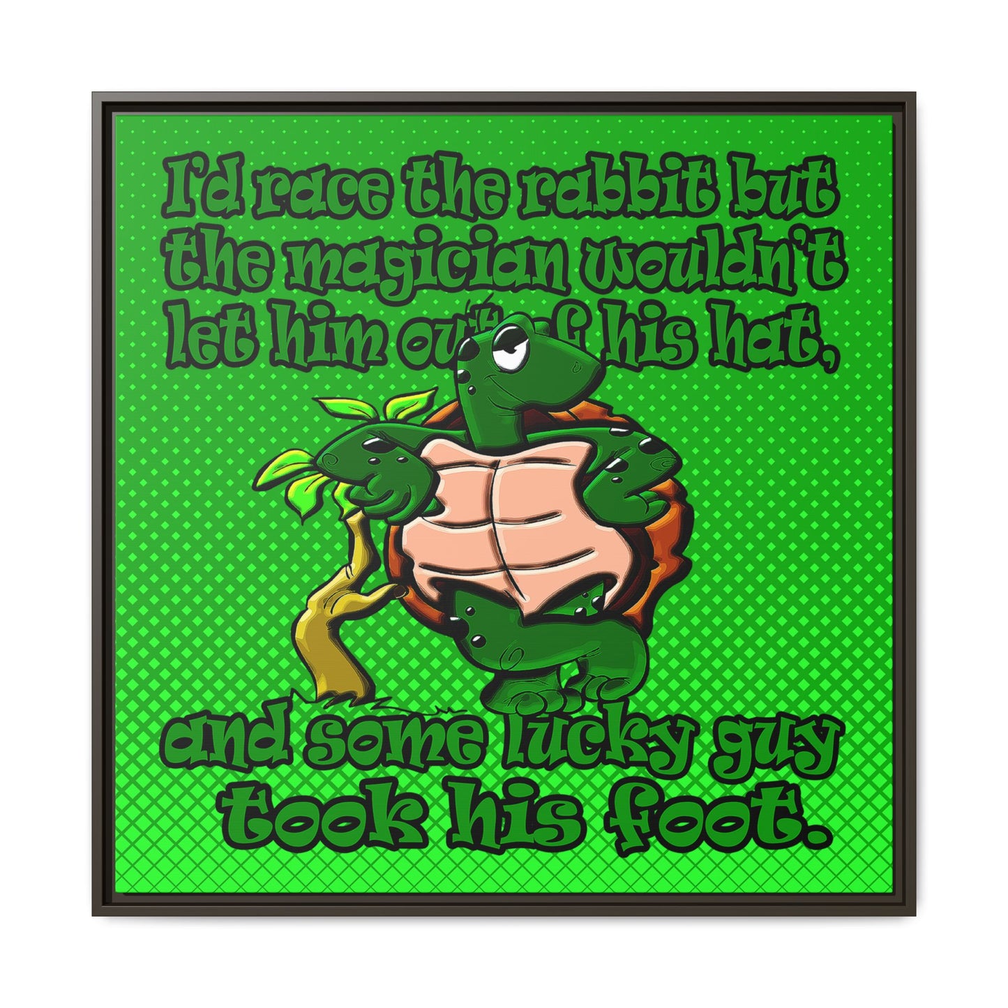 turtle race - framed canvas art (logo green)