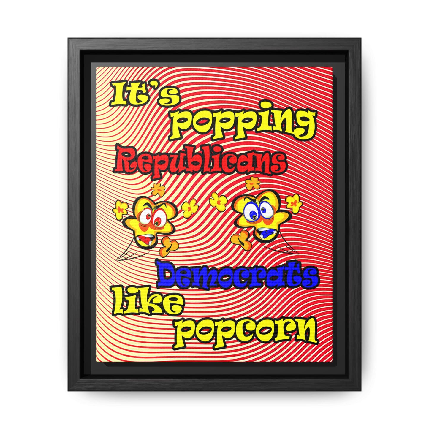 popping like popcorn - framed canvas art (yellow-orange wave)