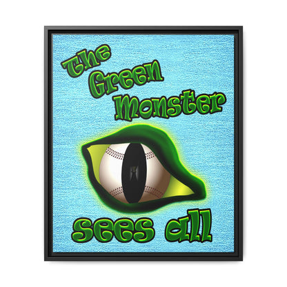 green monster - framed canvas art (faded blue)