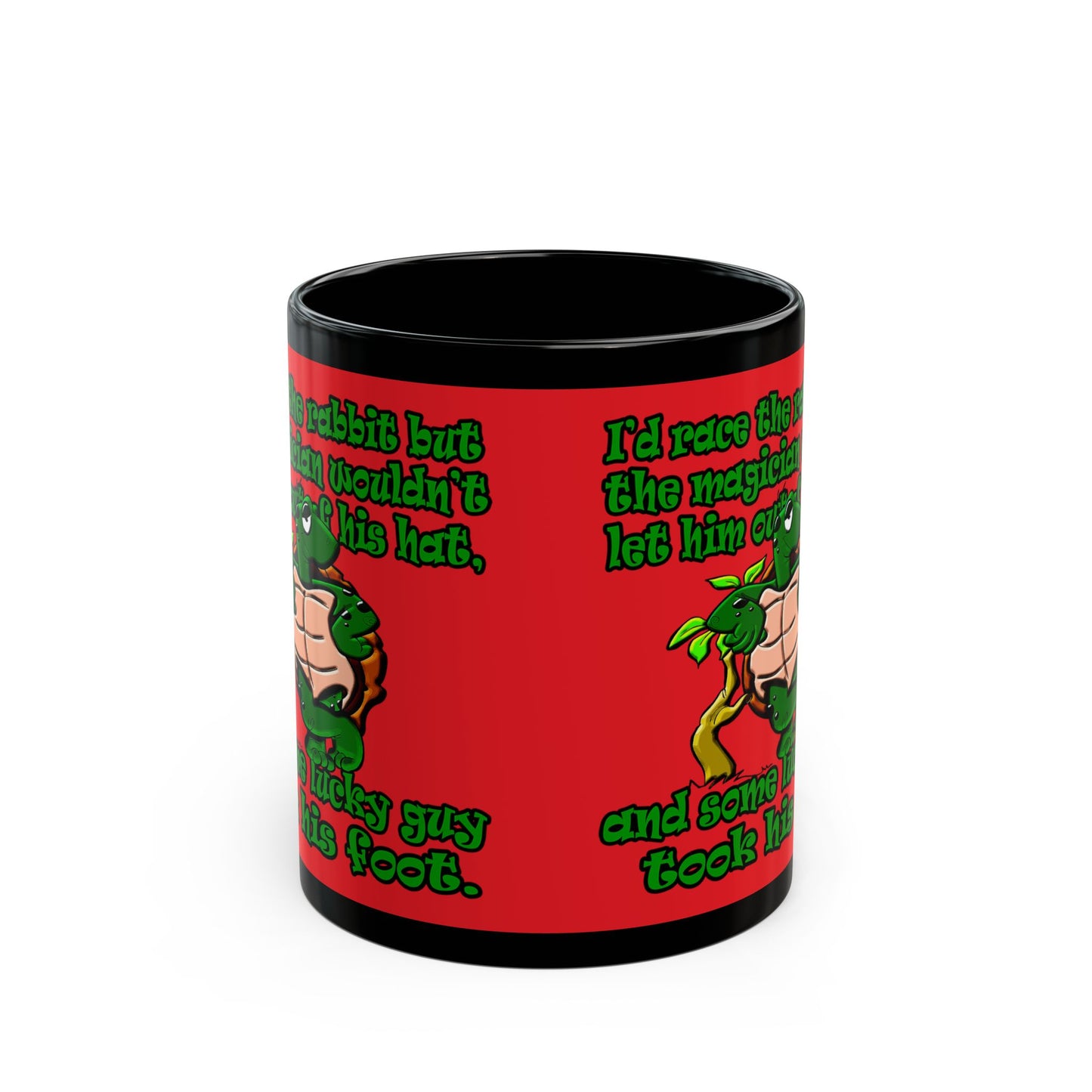 turtle race - Black Mug (red)