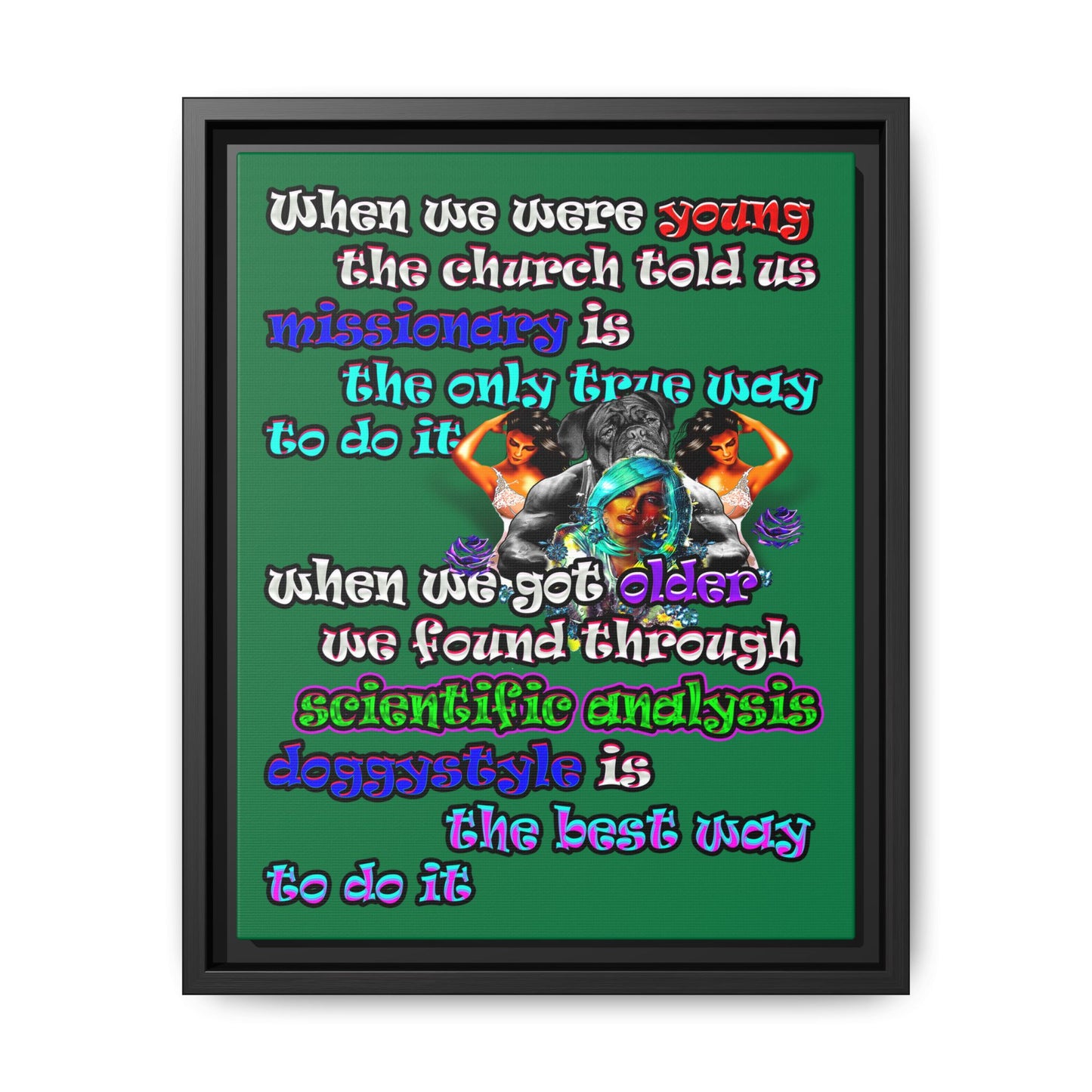 doggystyle - framed canvas art (dark green)
