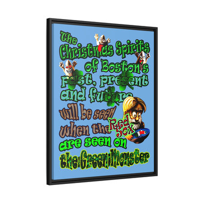 christmas spirits of boston - framed canvas art (light blue)