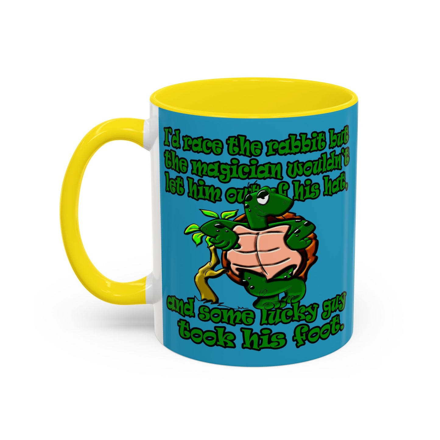 turtle race - Accent Mug (turquoise)