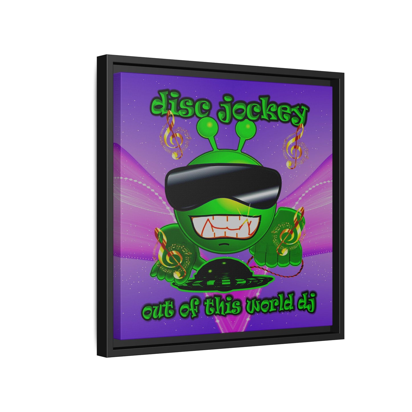 disc jockey - framed canvas art (purple-pink wave)