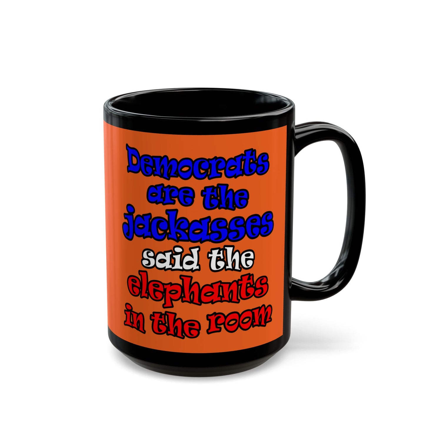 donkeys and elephants - Black Mug (orange)