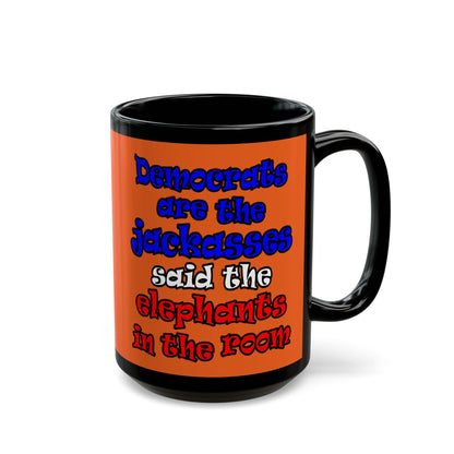 donkeys and elephants - Black Mug (orange)