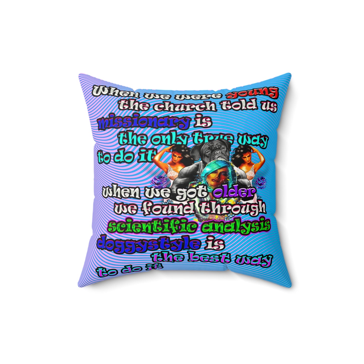 doggystyle - Faux Suede Square Pillow - (light blue-purple wave)