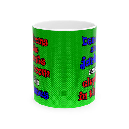 donkeys and elephants - White Mug (logo green)