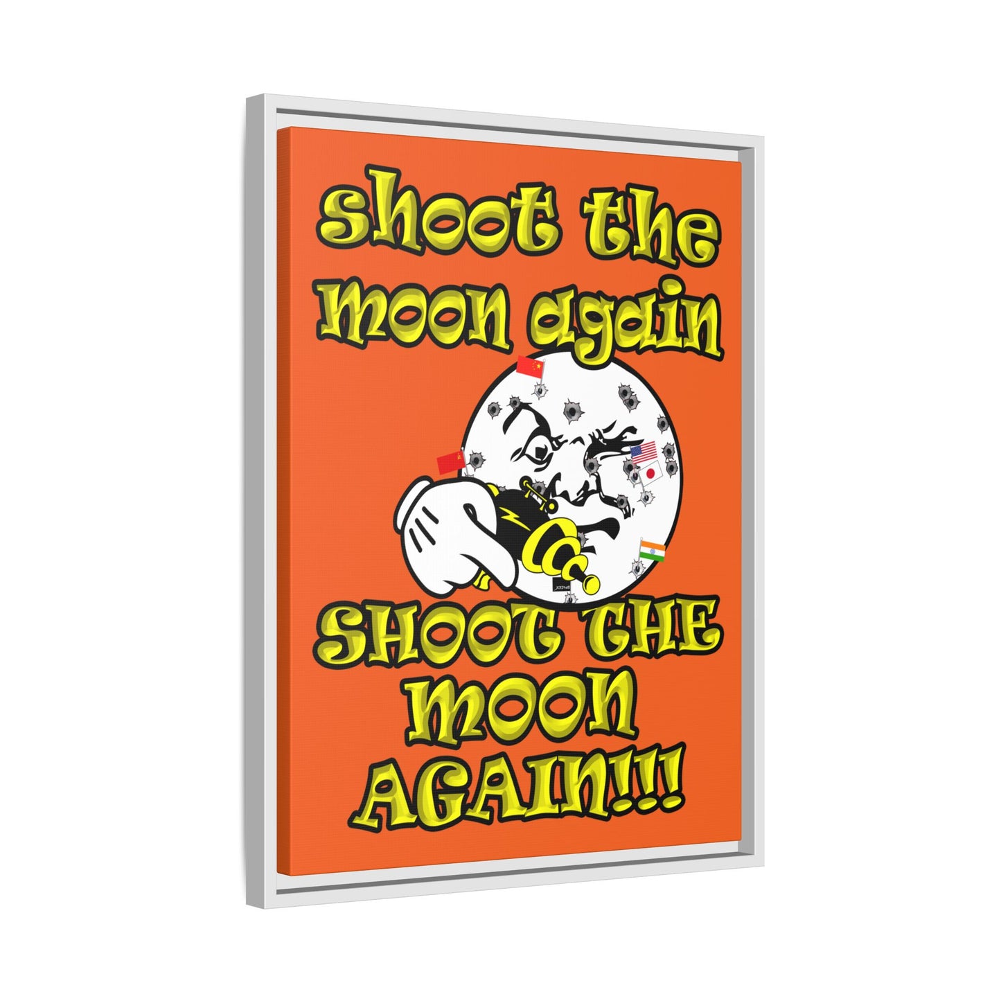 shoot the moon again - framed canvas art (orange)