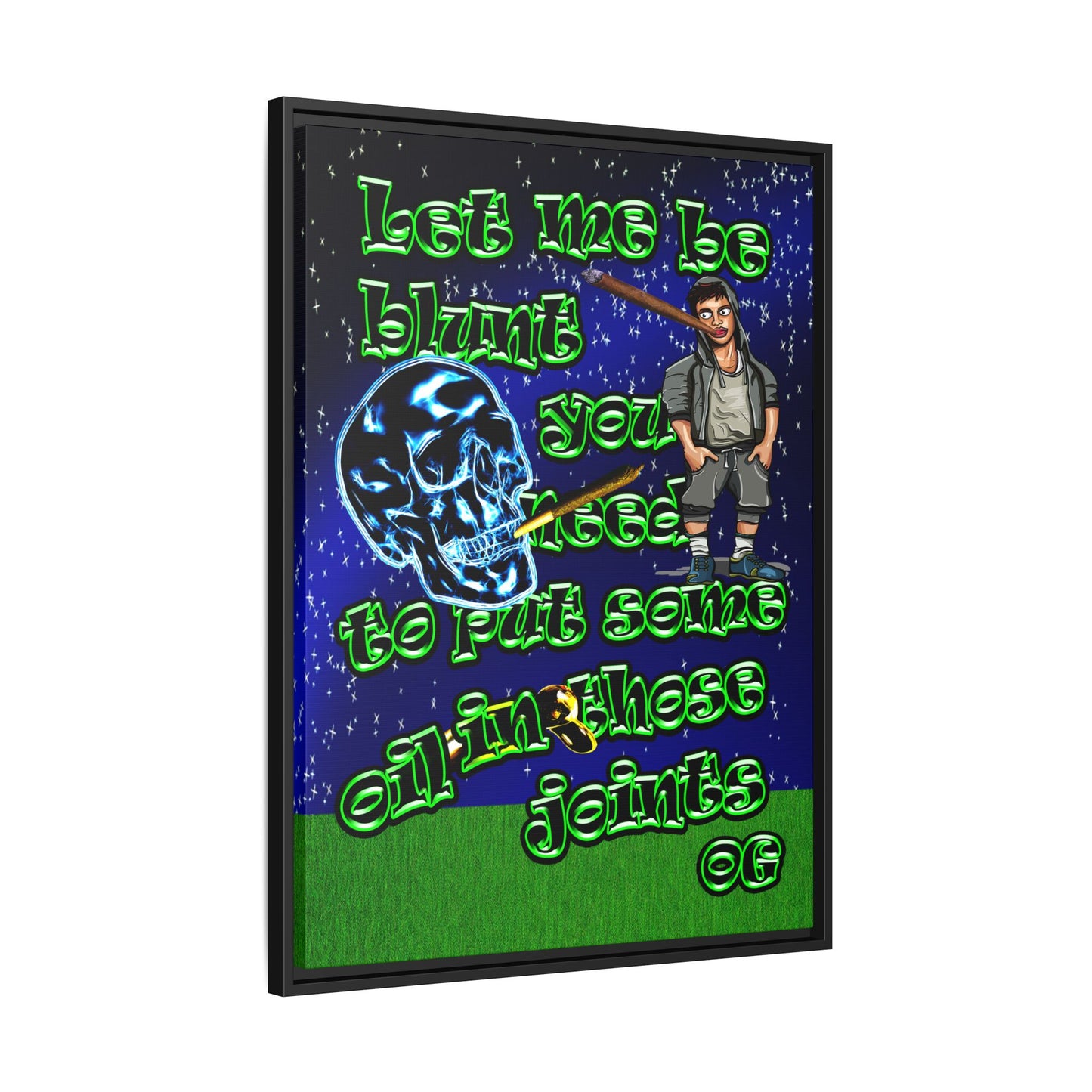 og - framed canvas art ('snoops' background)