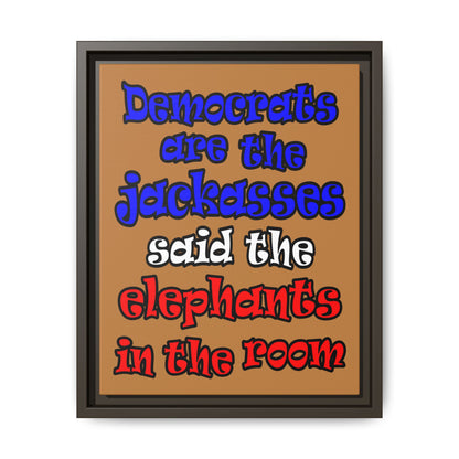 donkeys and elephants - framed canvas art (light brown)